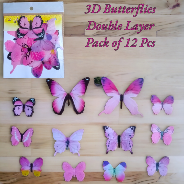3D Butterflies Double Layer - Pack of 12 Pcs - Image 4