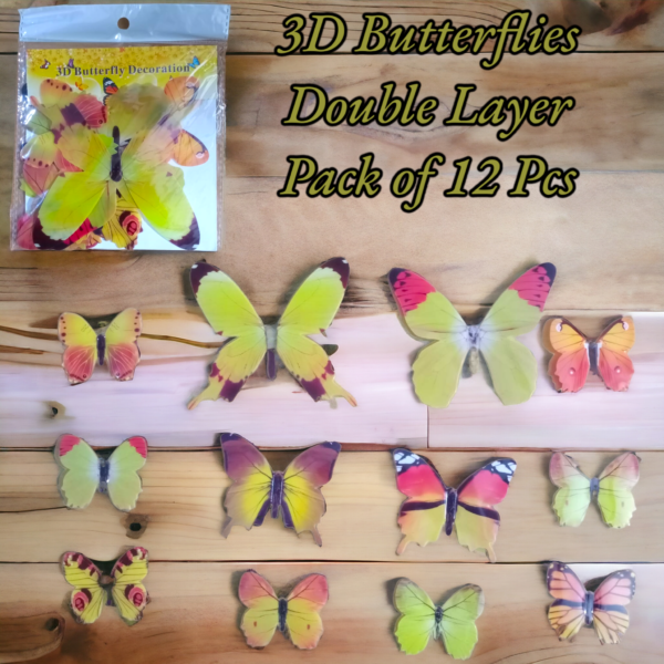 3D Butterflies Double Layer - Pack of 12 Pcs - Image 2