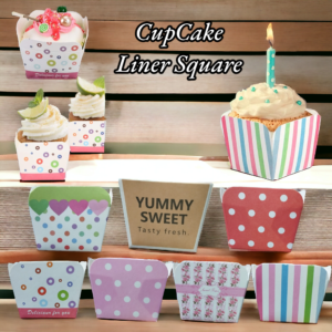 Cupcake Liner Square ( Random Color ) Pack Of 10 pcs