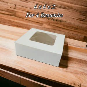 Brownie Box - 6x6x2 (For 4 Large Brownies) Slice Size 3x3