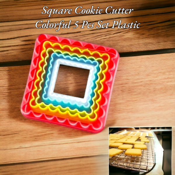 Square Cookie Cutter Colorful 5 Pcs Set Plastic