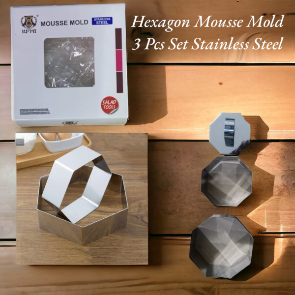 Hexagon Mousse Mold 3 Pcs Set Stainless Steel