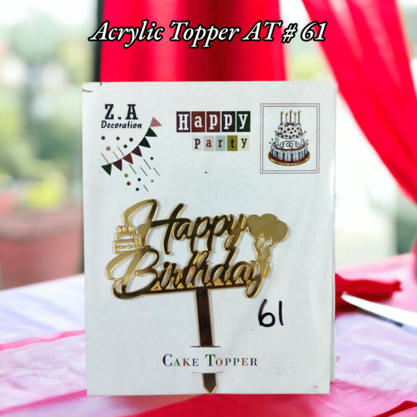 Acrylic Topper AT # 61 (Happy Birthday)