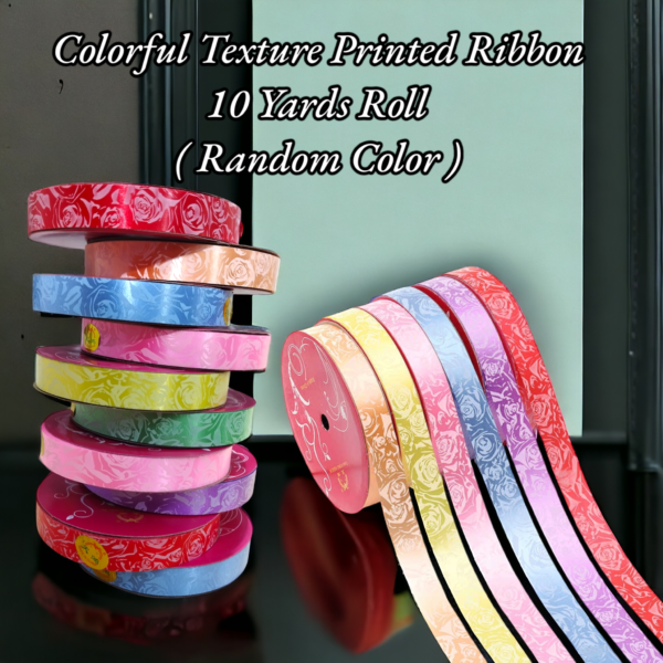 Colorful Texture Printed Ribbon 10 Yards Roll ( Random Color )