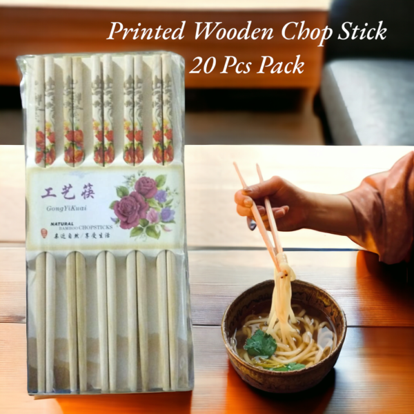 Printed Wooden Chop Stick 20 Pcs Pack