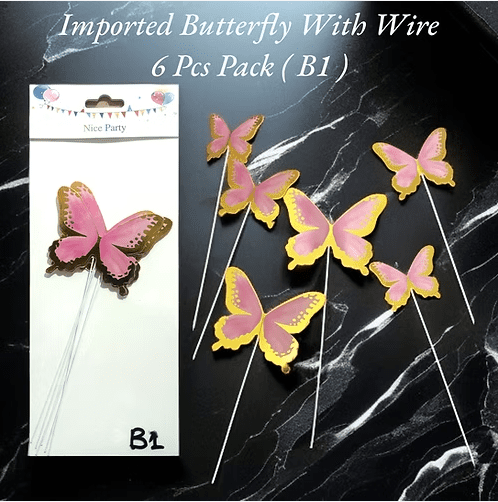 Butterfly With Wire 6 Pcs Pack (Imported)