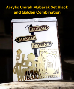 Acrylic Umrah Mubarak Set Black & Golden Combination