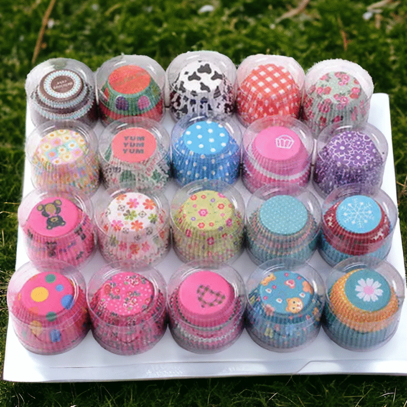 Cupcake Liner Printed Pack of 100 Pcs ( Random Color )