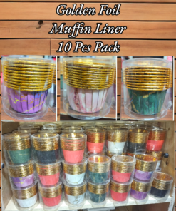 Golden Foil Muffin Liner 10 Pcs Pack
