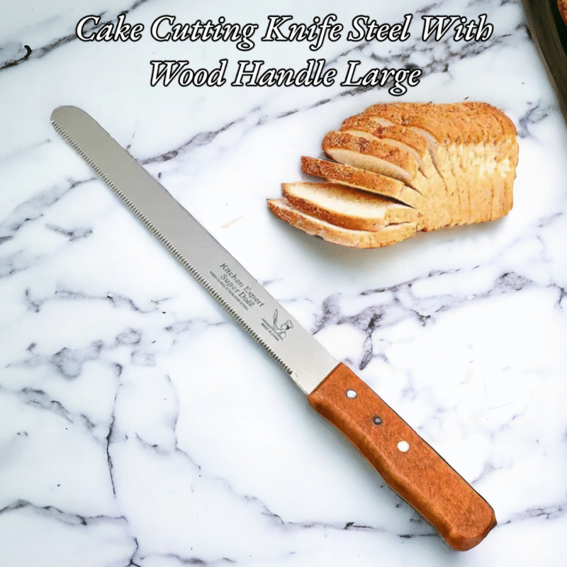 Cake Cutting Knife Steel With Wood Handle Large