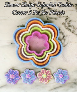 Flower Shape Colorful Cookie Cutter 5 Pcs Set Plastic