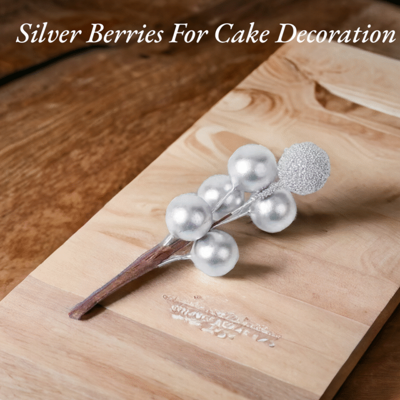 Silver Berries For Cake Decoration Pack of 4 Pcs