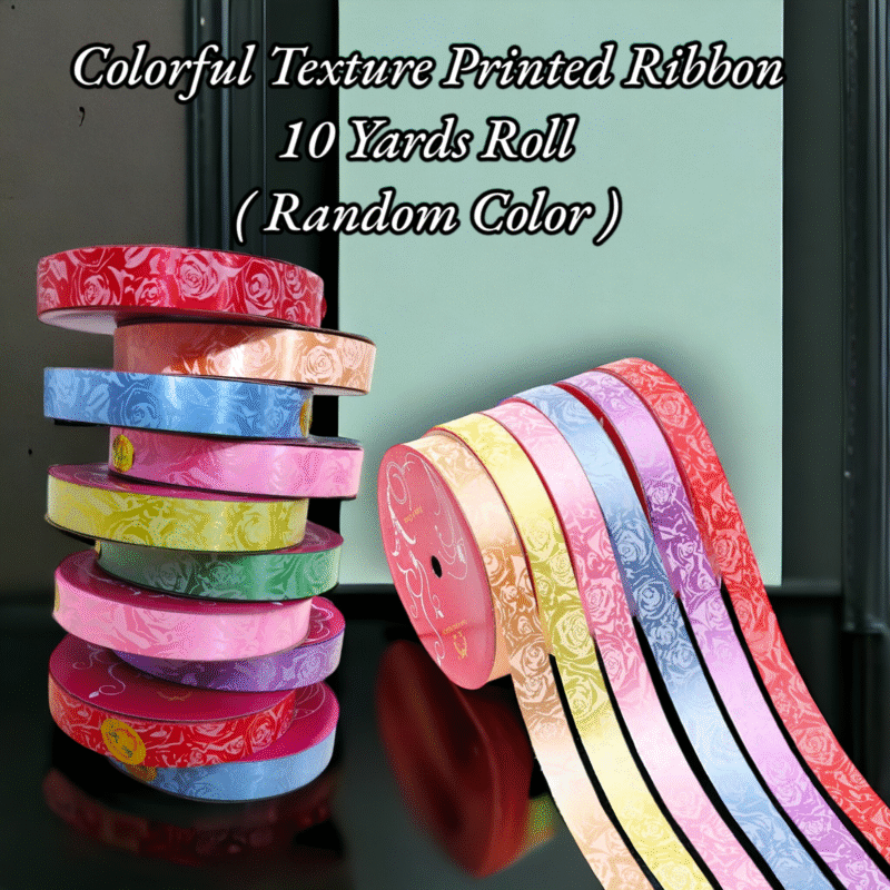Colorful Texture Printed Ribbon 10 Yards Roll ( Random Color )
