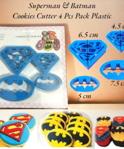 Superman & Batman Cookies Cutter 4 Pcs Set Plastic