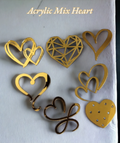 Acrylic Mix Heart Pack of 7 Pcs